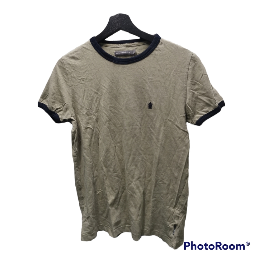 French Connection FCUK Men's Ringer T-shirt Olive Green Small  GUC
